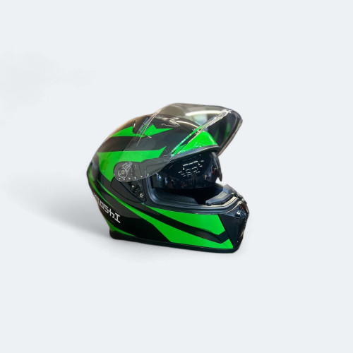 Шлем KIOSHI Avatar 320 интеграл с очками (Черный/ зеленый)