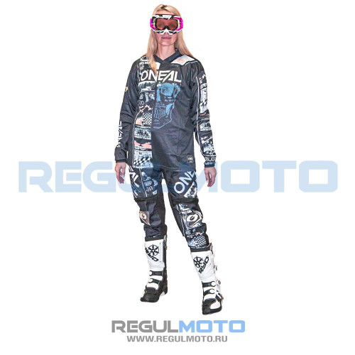 Комплект джерси + мотоштаны ONEAL ELEMENT ATTACK черный/белый (Черный/ белый)
