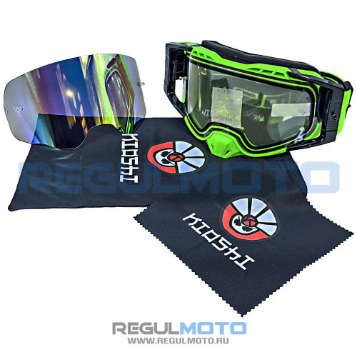 Очки защитные кроссовые KIOSHI Enduro PRO (Зеленый/ черный)