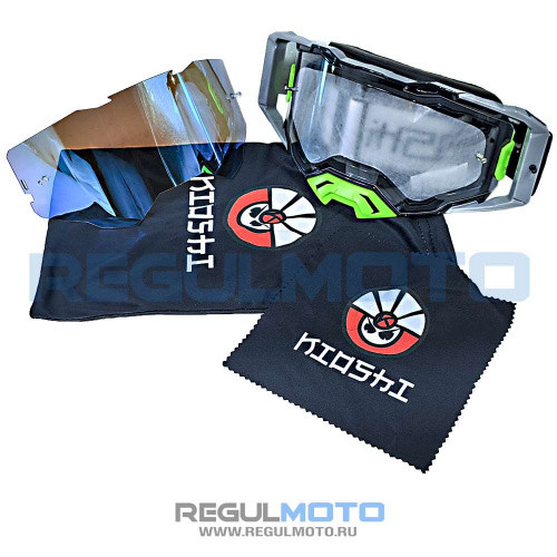 Очки защитные кроссовые KIOSHI MX PRO (Серый/ зеленый)