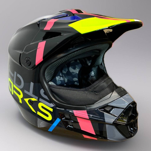 Шлем кроссовый Starks Base SH MX1 (черный-салатовый)