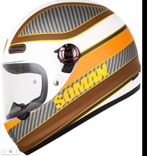 Шлем Soman H9 (Matte white golden spacious) интеграл