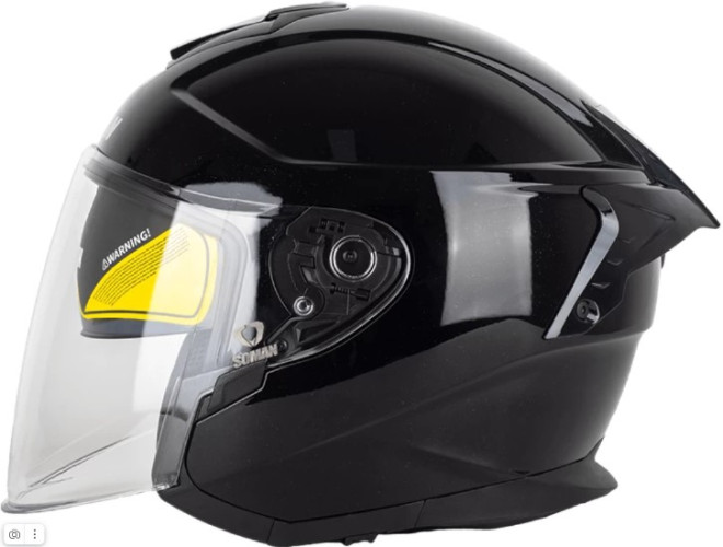 Шлем Soman SM523 (Gloss black) открытый со стеклом и очками