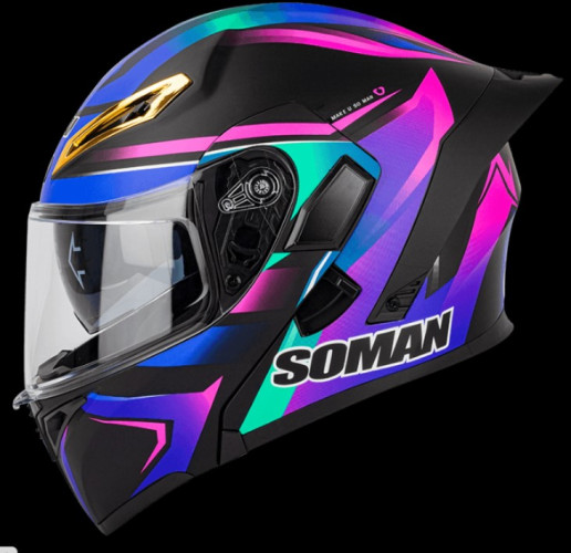 Шлем Soman SM955 (Blue Purple Vision) модуляр