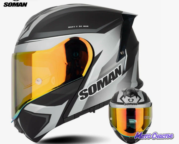 Шлем Soman F2 (Серо-серебристый/vision silver gray)